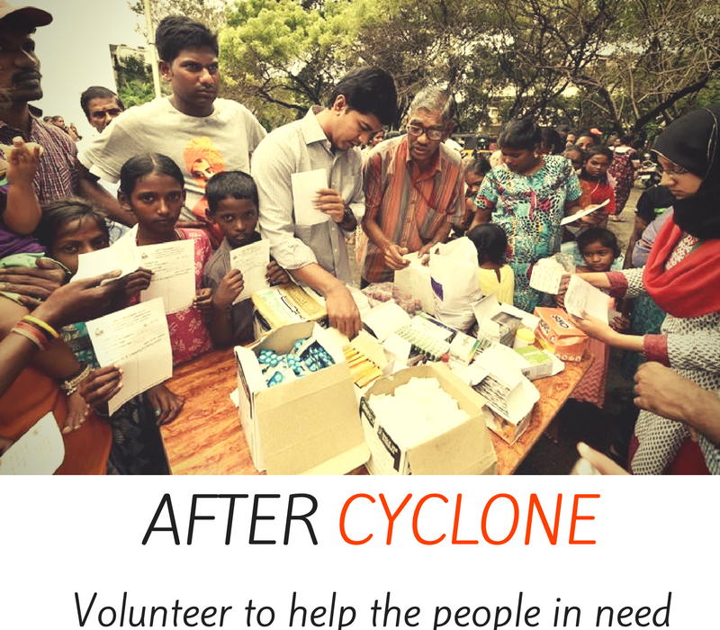 After cyclone - volunteer to help people in need.